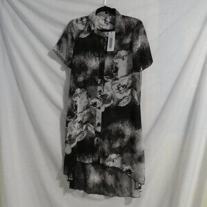 LAVENA FASHION | small | Sheer Button-Up Floral Front Long Shirt Dress | NWT